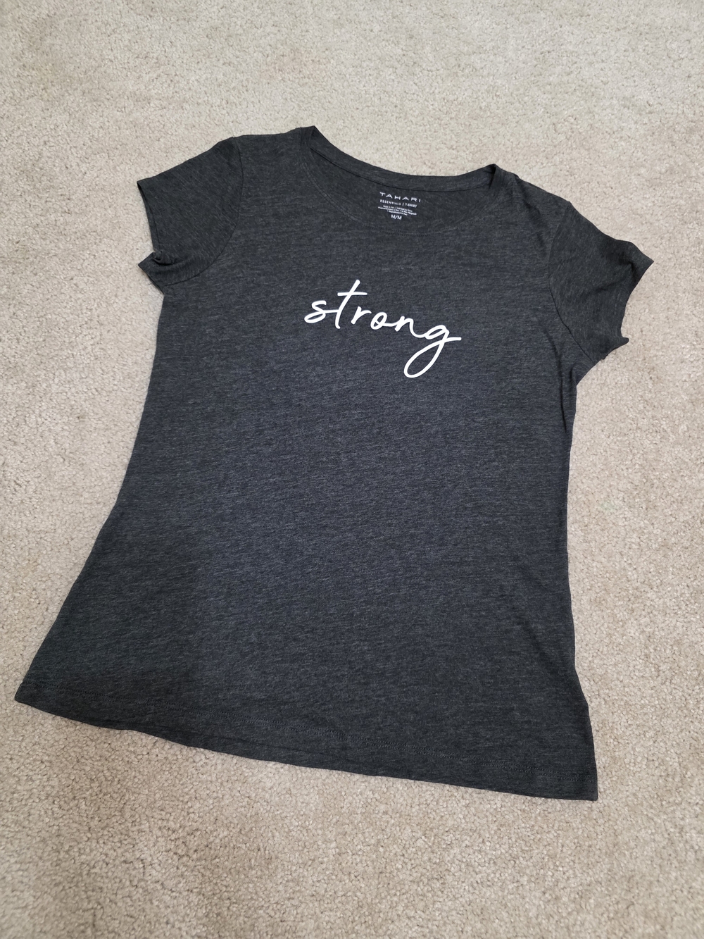 Tahari Dark Gray "Strong" Graphic Tee - Women Size Medium